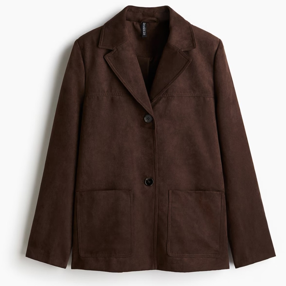H&M Napped Elegant Brown Deep Earth Women's Jacket /Blazer Size XL NWT
